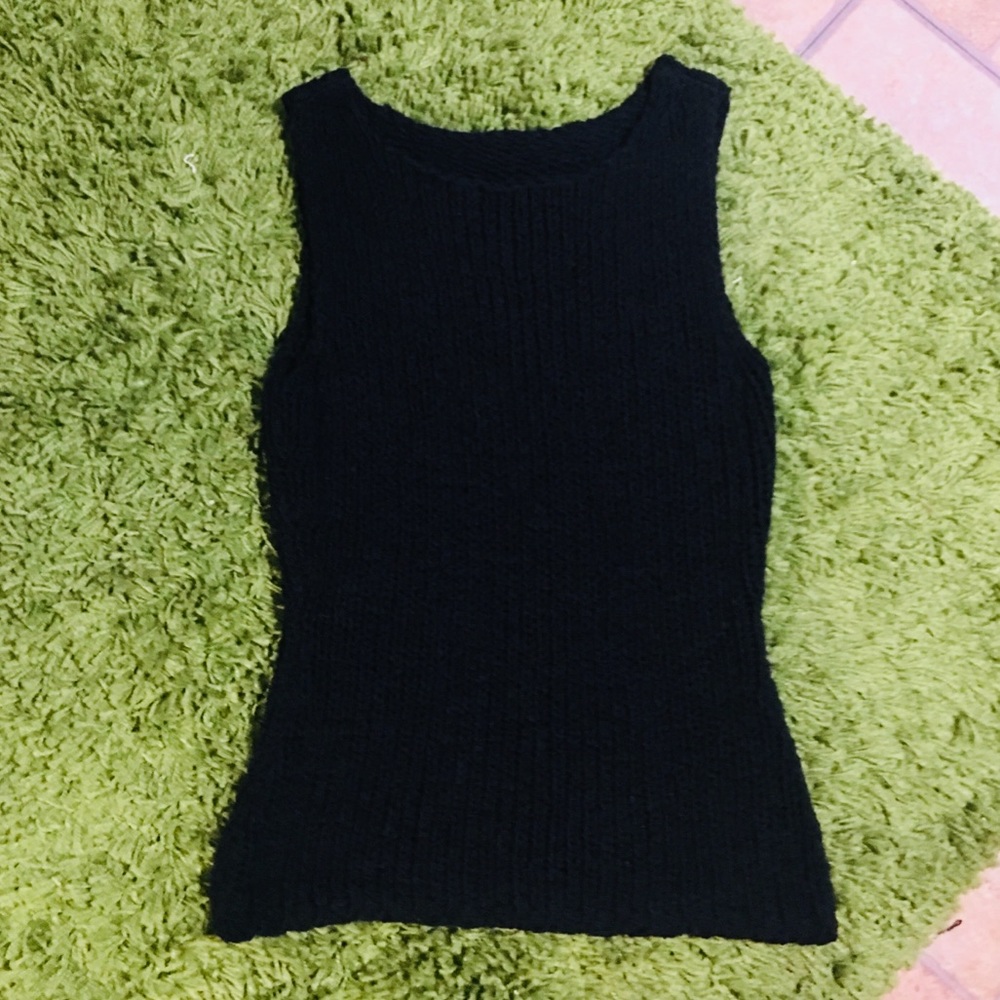 Vintage Chunky Black Rib Knit Top